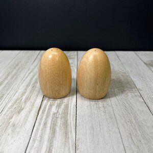 Vintage Wooden Salt and Pepper Shakers Oval Shaped Table Kitchen Decor